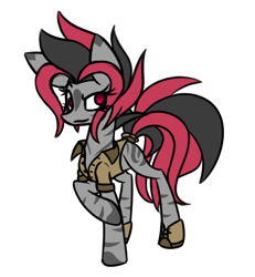 Size: 1414x1531 | Tagged: safe, artist:nekro-led, imported from derpibooru, oc, oc only, oc:zalika, zebra, fallout equestria, boots, clothes, simple background, solo, tail wrap, white background