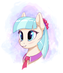Size: 656x762 | Tagged: safe, artist:shydale, imported from derpibooru, coco pommel, earth pony, pony, blushing, bust, cocobetes, cute, female, lip bite, mare, portrait, solo