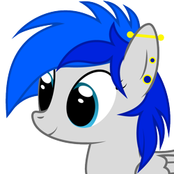 Size: 800x800 | Tagged: safe, artist:joey, derpibooru exclusive, imported from derpibooru, oc, oc only, oc:sapphire sights, pegasus, pony, derpibooru, bust, derpibooru badge, female, meta, piercing, portrait, simple background, solo, transparent background