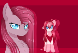 Size: 1024x700 | Tagged: safe, artist:little-sketches, artist:php146, imported from derpibooru, pinkie pie, oc, oc:amai, earth pony, pony, bandana, duo, female, mare, pinkamena diane pie