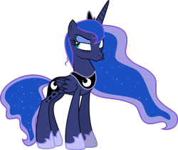 Size: 4000x3360 | Tagged: safe, artist:theartsyemporium, deleted from derpibooru, imported from derpibooru, princess luna, alicorn, pony, a royal problem, .svg available, absurd resolution, duckface, female, grumpy, lidded eyes, looking back, mare, simple background, sleepy, solo, transparent background, unamused, vector