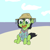 Size: 765x762 | Tagged: safe, artist:happy harvey, imported from derpibooru, oc, oc only, oc:anon, oc:filly anon, pony, beach, clothes, cloud, colored, drawn on phone, female, filly, floppy ears, happy, hat, hawaiian shirt, lei, ocean, open mouth, phone drawing, sand, shirt, sitting, solo