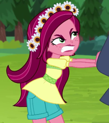 Size: 425x479 | Tagged: safe, imported from derpibooru, screencap, gloriosa daisy, equestria girls, legend of everfree, angry, cropped, female, gritted teeth, pushing, solo