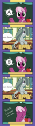 Size: 2332x8266 | Tagged: safe, artist:pony4koma, imported from derpibooru, cheerilee, marble pie, pony, absurd resolution, chalkboard, cheeribetes, comic, crying, cute, desk, facehoof, lesson, marblebetes, speech bubble