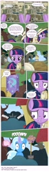Size: 3316x11654 | Tagged: safe, artist:perfectblue97, imported from derpibooru, trixie, twilight sparkle, earth pony, pony, unicorn, comic:without magic, absurd resolution, blank flank, clothes, comic, earth pony twilight, glowing, glowing horn, horn, inconvenient trixie, magic, map, shovel, telekinesis, toilet paper roll, trixie's wagon