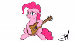 Size: 1920x1080 | Tagged: safe, artist:derpyjoel, imported from derpibooru, pinkie pie, pony, female, guitar, relaxed, s07e09, solo