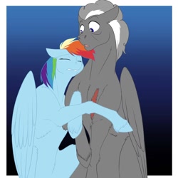 Size: 1280x1280 | Tagged: safe, artist:foxenawolf, imported from derpibooru, rainbow dash, silver lining, silver zoom, pony, fanfic:piercing the heavens, fanfic art, hug, scar, wonderbolts