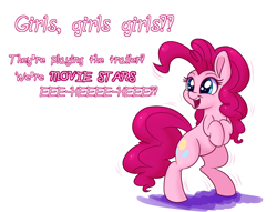 Size: 1900x1450 | Tagged: safe, artist:heir-of-rick, imported from derpibooru, pinkie pie, earth pony, pony, cute, dialogue, diapinkes, female, rearing, solo, wide eyes