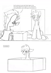 Size: 1129x1605 | Tagged: safe, artist:dsb71013, imported from derpibooru, oc, oc only, oc:brisk iron, oc:night cap, pony, comic, grumpy, monochrome, swirly eyes