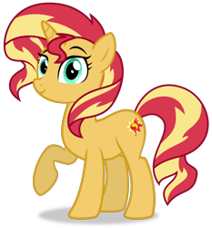 Size: 2144x2303 | Tagged: safe, artist:keronianniroro, imported from derpibooru, sunset shimmer, pony, unicorn, equestria girls, mirror magic, spoiler:eqg specials, cute, female, looking at you, mare, raised hoof, shimmerbetes, simple background, smiling, solo, transparent background, vector