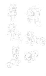 Size: 1166x1920 | Tagged: safe, artist:scraggleman, imported from derpibooru, oc, oc only, oc:floor bored, earth pony, pony, bags under eyes, clothes, cute, hoodie, monochrome, ponytail, solo