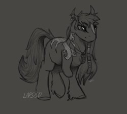 Size: 900x810 | Tagged: safe, artist:laps-sp, imported from derpibooru, oc, oc only, earth pony, pony, amputee, female, mare, missing limb, monochrome, solo, stump