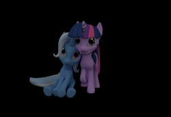 Size: 1009x690 | Tagged: safe, artist:lucianthedemon, imported from derpibooru, trixie, twilight sparkle, pony, unicorn, 3d, female, lesbian, mare, shipping, twixie