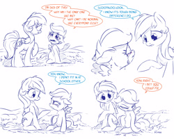 Size: 5000x4000 | Tagged: safe, artist:dilarus, deleted from derpibooru, imported from derpibooru, rainbow dash, scootaloo, pony, comic:the only one, absurd resolution, comic, monochrome, partial color