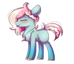 Size: 2000x1735 | Tagged: safe, artist:soundwavepie, imported from derpibooru, oc, oc only, oc:roseshell, earth pony, pony, blushing, eyes closed, female, jewelry, mare, necklace, shoulder fluff, simple background, solo, tongue out, transparent background