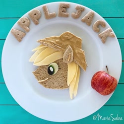 Size: 1080x1080 | Tagged: safe, imported from derpibooru, applejack, pony, apple, food, food art, irl, photo, solo