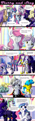 Size: 865x2953 | Tagged: safe, artist:aschenstern, imported from derpibooru, princess celestia, princess flurry heart, princess luna, shining armor, oc, oc:silver watch, alicorn, earth pony, pegasus, pony, unicorn, comic:flurry and stag, armor, comic, crystal guard, crystal guard armor, magic