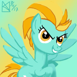 Size: 1500x1500 | Tagged: safe, artist:kelseyleah, imported from derpibooru, lightning dust, pegasus, pony, female, gradient background, mare, solo