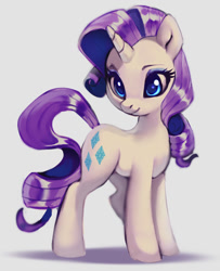 Size: 770x948 | Tagged: safe, artist:imalou, imported from derpibooru, rarity, pony, unicorn, cute, female, gray background, looking at you, mare, raribetes, simple background, smiling, solo