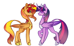 Size: 1280x800 | Tagged: safe, artist:miiv12, imported from derpibooru, sunset shimmer, twilight sparkle, alicorn, pony, alicornified, alternate universe, base used, female, future, lesbian, race swap, shimmercorn, shipping, simple background, sunsetsparkle, transparent background, twilight sparkle (alicorn)