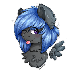 Size: 1000x1000 | Tagged: safe, artist:bizonekx33, imported from derpibooru, oc, oc only, oc:nezsu, pony, cute, female, gift art, looking at you, mare, one eye closed, simple background, solo, tongue out, transparent background, wink