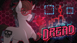 Size: 1500x847 | Tagged: safe, artist:redchetgreen, imported from derpibooru, oc, oc only, oc:dread, earth pony, pony, goggles, looking at you, male, smiling, solo, stallion