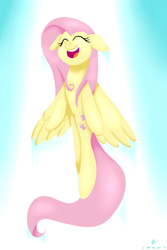 Size: 2000x3000 | Tagged: safe, artist:truffle shine, imported from derpibooru, fluttershy, pegasus, pony, female, flying, happy, heart shaped, looking up, mare, signature, smiling, solo, wings