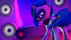 Size: 1920x1080 | Tagged: safe, artist:wiizzie, imported from derpibooru, dj pon-3, vinyl scratch, pony, 3d, butt, female, plot, solo, speaker, speakers, tongue out