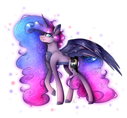 Size: 1786x1660 | Tagged: safe, artist:norica-official, imported from derpibooru, pinkie pie, princess luna, pony, female, fusion, simple background, solo, transparent background