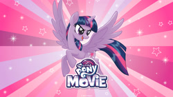 Size: 2560x1440 | Tagged: safe, imported from derpibooru, twilight sparkle, alicorn, my little pony: the movie, female, my little pony logo, solo, twilight sparkle (alicorn), wallpaper