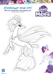 Size: 2480x3507 | Tagged: safe, imported from derpibooru, queen novo, seapony (g4), my little pony: the movie, activity book, british, british english, i am an adult, my little pony logo, official