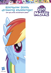 Size: 2480x3507 | Tagged: safe, imported from derpibooru, rainbow dash, pony, my little pony: the movie, activity book, my little pony logo, official, rainbow dash drawing challenge