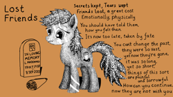 Size: 1280x720 | Tagged: safe, artist:darkpilcrow, imported from derpibooru, oc, oc only, oc:doppio, earth pony, pony, female, gravestone, mare, poem, poetry, sad, solo