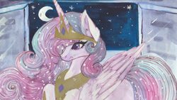 Size: 4800x2700 | Tagged: safe, artist:cityofdreams, imported from derpibooru, princess celestia, alicorn, pony, absurd resolution, colored pupils, female, solo