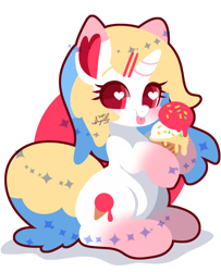 Size: 600x740 | Tagged: safe, artist:snow angel, imported from derpibooru, oc, oc only, pony, unicorn, cute, female, food, heart, heart eyes, ice cream, mare, ocbetes, smiling, solo, tongue out, wingding eyes