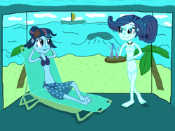 Size: 3648x2736 | Tagged: safe, artist:sb1991, imported from derpibooru, rarity, twilight sparkle, equestria girls, alcohol, backdrop, clothes, drink, photo shoot, request, requested art, see-through, see-through skirt, story included, swimming pool, swimsuit, transparent, underwater, wine