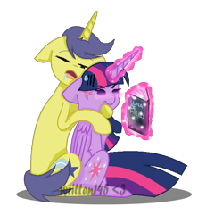 Size: 578x651 | Tagged: safe, artist:written145, imported from derpibooru, comet tail, twilight sparkle, alicorn, pony, book, cometlight, female, male, shipping, spanish, straight, twilight sparkle (alicorn)