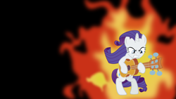 Size: 3840x2160 | Tagged: safe, artist:phucknuckl, imported from derpibooru, rarity, honest apple, female, fire, guitar, guitarity, musical instrument, simple background, solo, vector, wallpaper, wallpaper edit