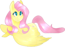 Size: 2176x1564 | Tagged: safe, artist:kazanzh, imported from derpibooru, fluttershy, pegasus, pony, colored pupils, female, head turn, looking up, prone, simple background, solo, spread wings, transparent background, turned head, wings