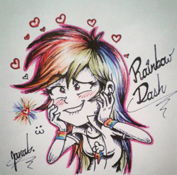 Size: 480x474 | Tagged: safe, artist:janadashie, imported from derpibooru, rainbow dash, equestria girls, movie magic, spoiler:eqg specials, clothes, cute, female, heart, lip bite, signature, solo