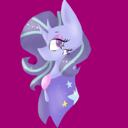 Size: 430x430 | Tagged: safe, artist:trashyponeartist, imported from derpibooru, starlight glimmer, trixie, pony, unicorn, abstract, abstract art, bust, female, fusion, looking at you, mare, modern art, multiple horns, pink background, portrait, simple background, solo