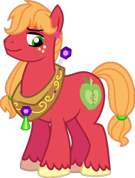 Size: 802x1056 | Tagged: safe, artist:starryoak, imported from derpibooru, big macintosh, earth pony, pony, miracleverse, alternate universe, horse collar, jewelry, male, simple background, solo, stallion, transparent background, yoke