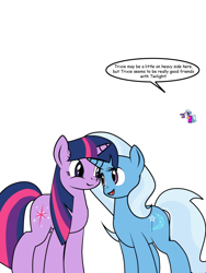 Size: 600x800 | Tagged: safe, artist:dekomaru, imported from derpibooru, trixie, twilight sparkle, pony, unicorn, tumblr:ask twixie, ask, female, lesbian, mare, shipping, tumblr, twixie