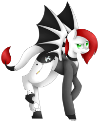 Size: 2455x3025 | Tagged: safe, artist:kawurin, artist:pinkpearlmlp, imported from derpibooru, oc, oc only, bat pony, pony, augmented tail, bat wings, clothes, high res, male, simple background, solo, stallion, transparent background