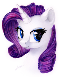 Size: 1115x1430 | Tagged: safe, artist:vird-gi, imported from derpibooru, rarity, pony, bust, colored pencil drawing, female, simple background, solo, traditional art, white background