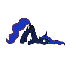 Size: 1024x1024 | Tagged: safe, artist:castlemaid, imported from derpibooru, princess luna, alicorn, pony, 1000 hours in ms paint, face down ass up, female, ms paint, simple background, smiling, solo, white background