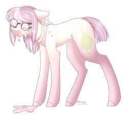 Size: 1660x1493 | Tagged: safe, artist:ohhoneybee, imported from derpibooru, oc, oc only, oc:tea leaf, earth pony, pony, female, glasses, mare, melting, simple background, solo, transparent background