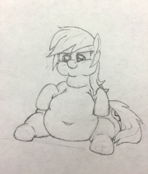 Size: 655x770 | Tagged: safe, artist:anonymous, imported from derpibooru, oc, oc only, oc:aryanne, earth pony, pony, belly, belly button, chubby cheeks, fat, sitting, sketch