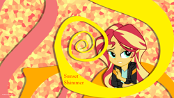 Size: 1920x1080 | Tagged: safe, artist:ahsokafan100, edit, imported from derpibooru, sunset shimmer, human, equestria girls, cute, female, solo, vector, wallpaper, wallpaper edit