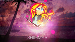 Size: 1920x1080 | Tagged: safe, artist:sammymlp, artist:seahawk270, edit, imported from derpibooru, sunset shimmer, equestria girls, boat, female, palm tree, photo, solo, tree, vector, wallpaper, wallpaper edit